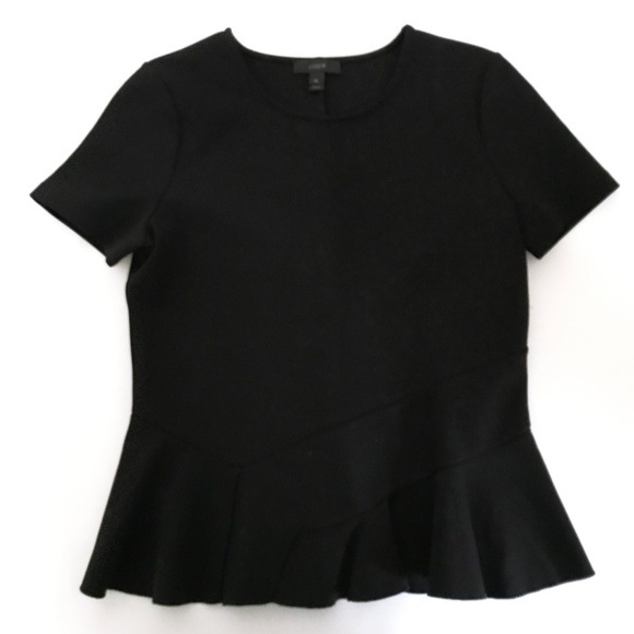 J.CREW Structured flutter-hem T-shirt, Black, XS - Picture 6 of 7